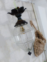 Load image into Gallery viewer, Gorgeous Small French Hall Lantern 1900 Chandelier Ceiling Gilded Bronze Crystal