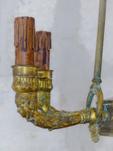 Load image into Gallery viewer, Antique French 6 Arms Church Religious Ormolu Bronze Chandelier Ceiling 19TH