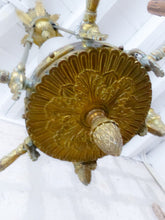 Load image into Gallery viewer, Antique French 6 Arms Church Religious Ormolu Bronze Chandelier Ceiling 19TH