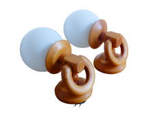 Load image into Gallery viewer, Superbe Paire Appliques Vintage Scandinave 1980 Pin & Globe verre blanc Ancienne