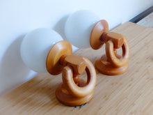 Load image into Gallery viewer, Superbe Paire Appliques Vintage Scandinave 1980 Pin & Globe verre blanc Ancienne