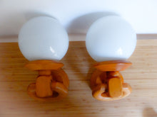 Load image into Gallery viewer, Superbe Paire Appliques Vintage Scandinave 1980 Pin & Globe verre blanc Ancienne