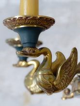 Load image into Gallery viewer, Antique French 6 Arms Ormolu Bronze Brass Tole Chandelier Ceiling Empire 1930 #2