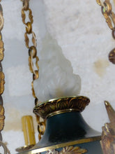 Load image into Gallery viewer, Antique French 6 Arms Ormolu Bronze Brass Tole Chandelier Ceiling Empire 1930 #2