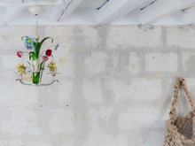 Load image into Gallery viewer, 60's Charming Florentine Chandelier Enameled Metal Tole Flowers Italian Ceiling