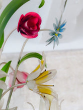 Load image into Gallery viewer, 60's Charming Florentine Chandelier Enameled Metal Tole Flowers Italian Ceiling