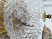 Load image into Gallery viewer, Gorgeous PAIR Mid-century Gilded Bronze Diamond Glass Ceiling Wall Light 1970