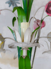 Load image into Gallery viewer, 60's Charming Florentine Chandelier Enameled Metal Tole Flowers Italian Ceiling