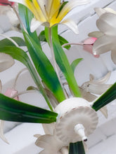 Load image into Gallery viewer, 60's Charming Florentine Chandelier Enameled Metal Tole Flowers Italian Ceiling