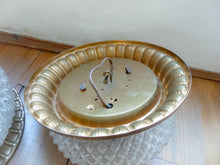 Load image into Gallery viewer, Gorgeous PAIR Mid-century Gilded Bronze Diamond Glass Ceiling Wall Light 1970