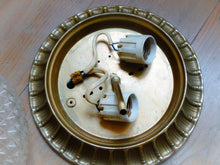 Load image into Gallery viewer, Gorgeous PAIR Mid-century Gilded Bronze Diamond Glass Ceiling Wall Light 1970