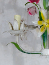 Load image into Gallery viewer, 60's Charming Florentine Chandelier Enameled Metal Tole Flowers Italian Ceiling