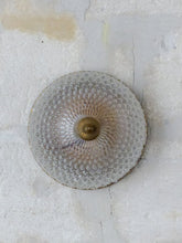 Load image into Gallery viewer, Gorgeous PAIR Mid-century Gilded Bronze Diamond Glass Ceiling Wall Light 1970