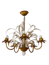 Load image into Gallery viewer, Vintage Gilded Enameled Flower Chandelier Ceiling Regency Mid Century HANS KOGL