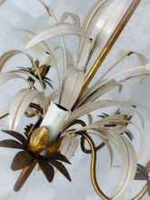 Load image into Gallery viewer, Vintage Gilded Enameled Flower Chandelier Ceiling Regency Mid Century HANS KOGL