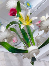 Load image into Gallery viewer, 60's Charming Florentine Chandelier Enameled Metal Tole Flower Italian Ceiling 2