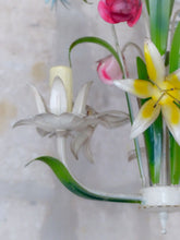 Load image into Gallery viewer, 60's Charming Florentine Chandelier Enameled Metal Tole Flower Italian Ceiling 2