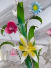 Load image into Gallery viewer, 60's Charming Florentine Chandelier Enameled Metal Tole Flower Italian Ceiling 2