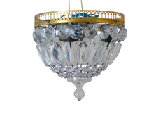 Load image into Gallery viewer, Gorgeous Vintage French Empire Ceiling D: 8" Gilded Brass & Prisms Crystal 50's