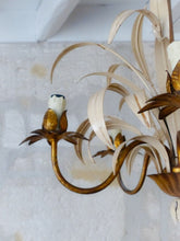Load image into Gallery viewer, Vintage Gilded Enameled Flower Chandelier Ceiling Regency Mid Century HANS KOGL