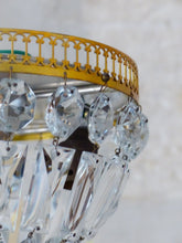 Load image into Gallery viewer, Gorgeous Vintage French Empire Ceiling D: 8" Gilded Brass & Prisms Crystal 50's