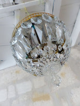Load image into Gallery viewer, Gorgeous Vintage French Empire Ceiling D: 8" Gilded Brass & Prisms Crystal 50's