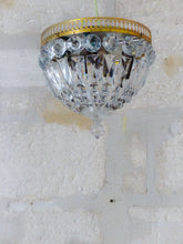 Load image into Gallery viewer, Gorgeous Vintage French Empire Ceiling D: 8" Gilded Brass & Prisms Crystal 50's