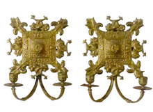 Load image into Gallery viewer, Antique FRENCH Pair Gilded Bronze Wall Light Sconce Candlestick 19TH Dolphins