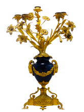 Load image into Gallery viewer, Gorgeous Antique French Candelabra Candlestick Blue Sevres gilded Bronze 19TH