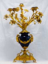 Load image into Gallery viewer, Gorgeous Antique French Candelabra Candlestick Blue Sevres gilded Bronze 19TH