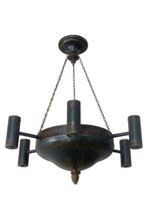Load image into Gallery viewer, 19TH French Antique Quinquet Chandelier 6 Light Painted Bronze Empire Directoire