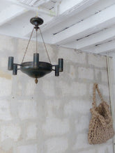 Load image into Gallery viewer, 19TH French Antique Quinquet Chandelier 6 Light Painted Bronze Empire Directoire