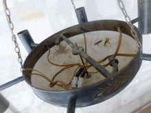 Load image into Gallery viewer, 19TH French Antique Quinquet Chandelier 6 Light Painted Bronze Empire Directoire