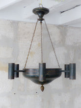 Load image into Gallery viewer, 19TH French Antique Quinquet Chandelier 6 Light Painted Bronze Empire Directoire