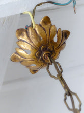 Load image into Gallery viewer, 1930 Antique Chandelier Pink Opaline Drops cup beads Murano Rare 3 lights Wall