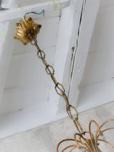 Load image into Gallery viewer, 1930 Antique Chandelier Pink Opaline Drops cup beads Murano Rare 3 lights Wall