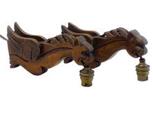 Load image into Gallery viewer, Pair Vintage French Carved Wood Gothic Chimera Wall Light Sconce Gargoye #6