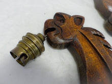 Load image into Gallery viewer, Pair Vintage French Carved Wood Gothic Chimera Wall Light Sconce Gargoye #7