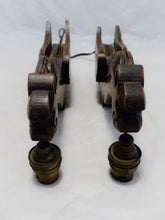 Load image into Gallery viewer, Pair Vintage French Carved Wood Gothic Chimera Wall Light Sconce Gargoye #6