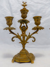 Load image into Gallery viewer, Gorgeous 19TH Antique Pair French Couple Cherub Candlestick gilded Bronze Patina