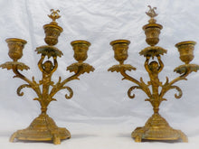 Load image into Gallery viewer, Gorgeous 19TH Antique Pair French Couple Cherub Candlestick gilded Bronze Patina