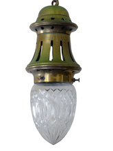 Load image into Gallery viewer, Gorgeous Small French Hall Lantern 1950 Chandelier Ceiling Gilded Cut Crystal