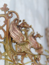 Load image into Gallery viewer, Pair Antique French Bronze Gothic Chimera Wall Light Sconce Gargoye Opaline Tube