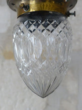 Load image into Gallery viewer, Gorgeous Small French Hall Lantern 1950 Chandelier Ceiling Gilded Cut Crystal