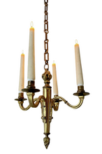 Load image into Gallery viewer, 1900 Antique French Bronze Brass Candlestick Chandelier Ceiling Flame Louis XVI