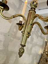 Load image into Gallery viewer, 1900 Antique French Bronze Brass Candlestick Chandelier Ceiling Flame Louis XVI