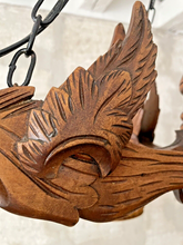 Load image into Gallery viewer, Nice Vintage French Carved Wood Gothic Chimera Chandelier 4 Lights Gargoye 1950