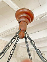 Load image into Gallery viewer, Nice Vintage French Carved Wood Gothic Chimera Chandelier 4 Lights Gargoye 1950