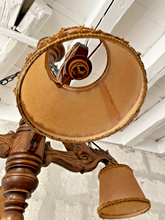 Load image into Gallery viewer, Nice Vintage French Carved Wood Gothic Chimera Chandelier 4 Lights Gargoye 1950