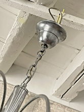 Load image into Gallery viewer, Vintage Waterfall Chandelier Blue Glass Drops 1970 MURANO Chrome VENINI Ceiling